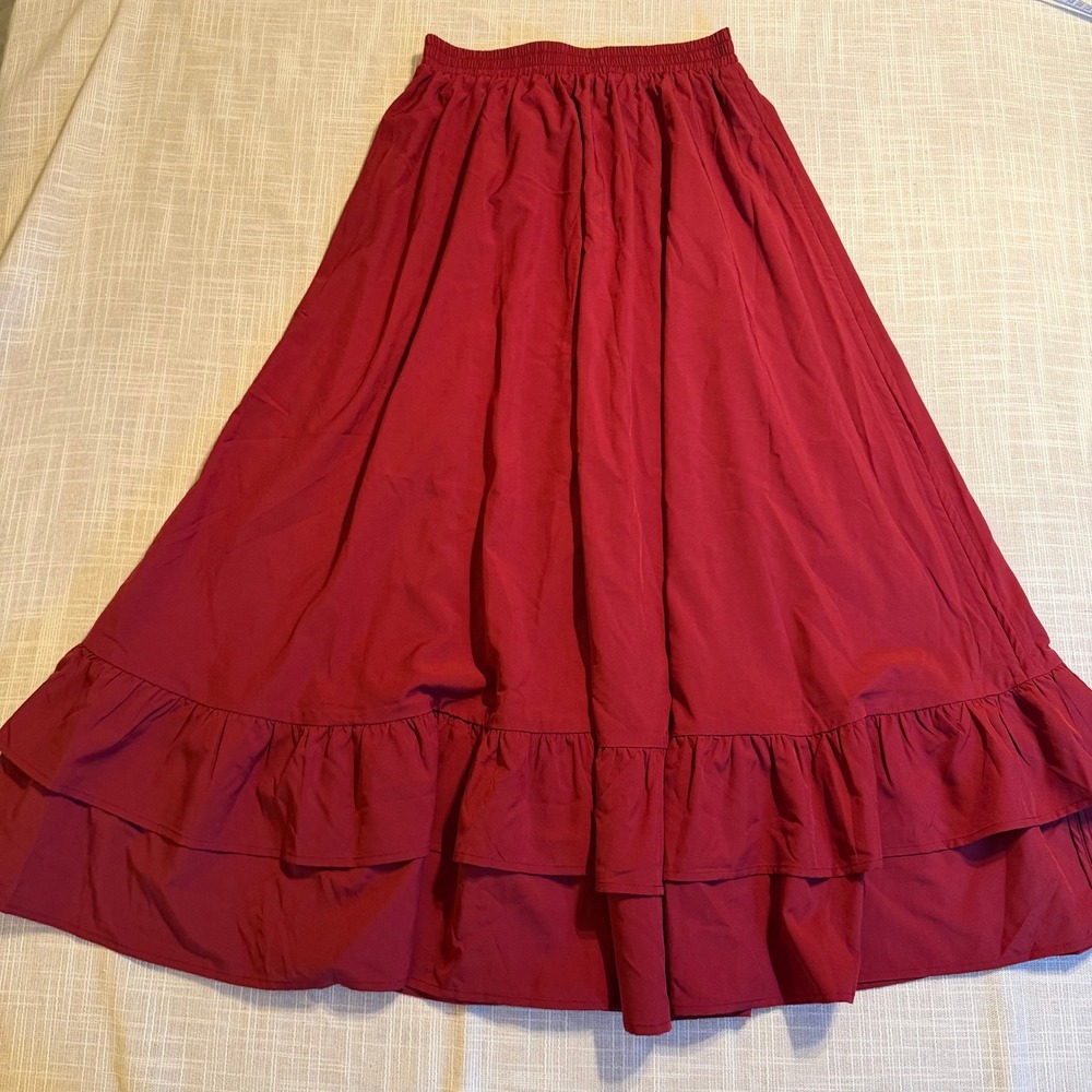 Scarlet Darkness Red Steampunk Victorian 3 Way Maxi Skirt Ruched Ruffle Women S